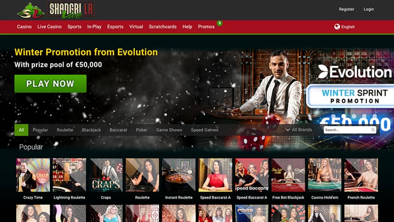 shangri la live casino interface screenshot